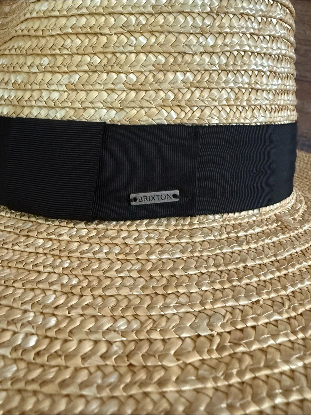 Brixton Natural Straw Wide-Brim Hat with Black Band - Medium